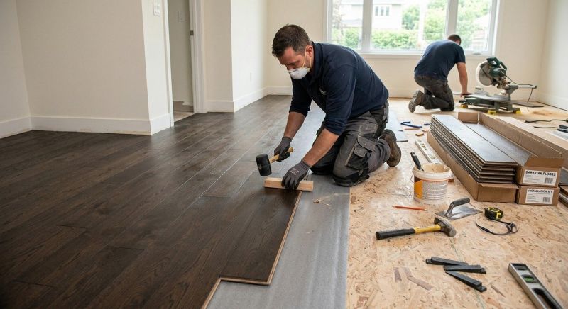 Dark Wood Floor Installation in Sugar Land, TX